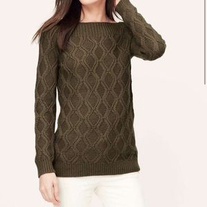 LOFT Boat Neck Cable Knit Sweater
